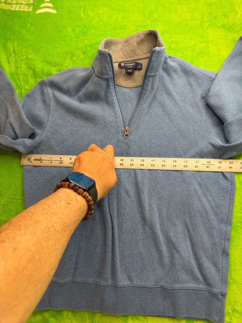 Cremieux Classics Quarter Zip Fleece Pullover Mens Sz S Blue